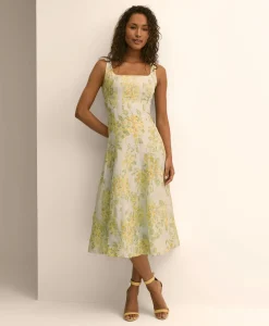 Linen Blend Floral Tank Dress
