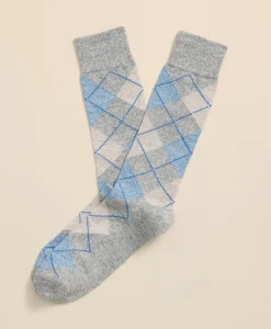 Linen-Cotton Blend Argyle Socks