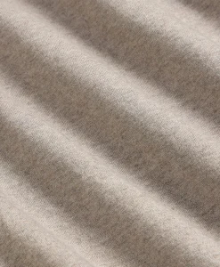 Linen-Cotton-Cashmere Short-Sleeve Mouliné Johnny Collar Sweater