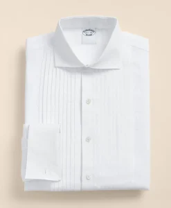 Linen Londoner Collar, Pleated Bib Tuxedo Shirt