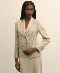 Linen-Wool Blend Windowpane Jacket