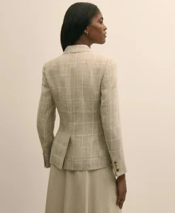 Linen-Wool Blend Windowpane Jacket