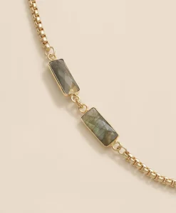 Loni Paul Labradorite Baguette Short Necklace in 14K Plated Gold