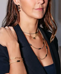 Loni Paul Labradorite Baguette Short Necklace in 14K Plated Gold