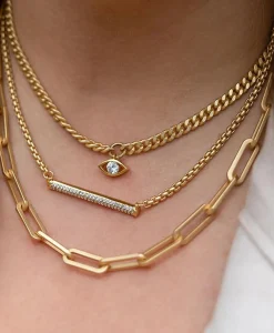 Loni Paul Pave Bar Necklace in 14K Plated Gold