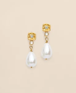 Loni Paul Shell & Pearl Earrings in 14K Plated Gold
