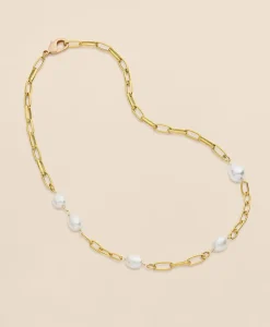 Loni Paul Shell & Pearl Necklace in 14K Plated Gold