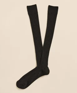 Merino Wool Blend Over-the-Calf Ribbed Socks