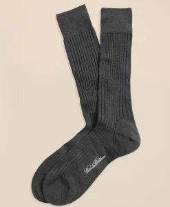 Merino Wool Ribbed Crew Socks