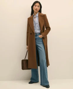 Notch Collar Coat in Water-Repellent Brushed-Twill Wool