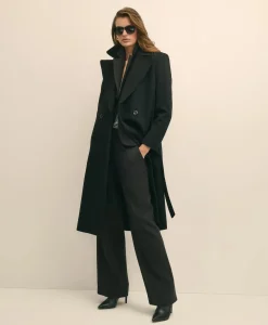 Notch Collar Coat in Water-Repellent Brushed-Twill Wool