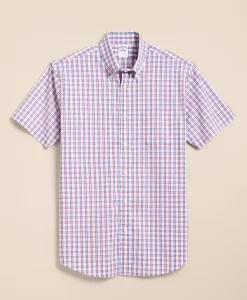 Performance Series Stretch Polo Button-Down Collar, Check Sport Shirt