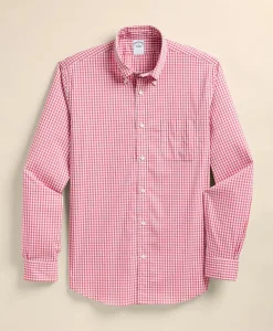 Performance Series Stretch Polo Button-Down Collar, Gingham Sport Shirt