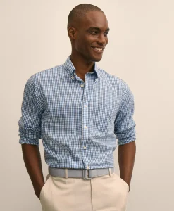Performance Series Stretch Polo Button-Down Collar, Gingham Sport Shirt