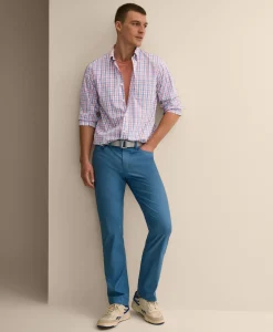 Performance Series Stretch Polo Button-Down Collar, Check Sport Shirt