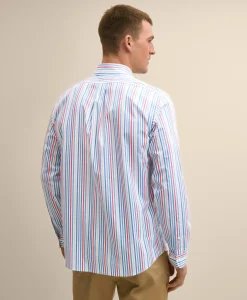Performance Series Stretch Polo Button-Down Collar, Multi-Stripe Sport Shirt
