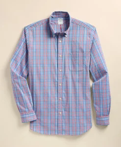 Performance Series Stretch Polo Button-Down Collar, Gingham Sport Shirt