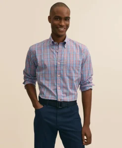Performance Series Stretch Polo Button-Down Collar, Gingham Sport Shirt