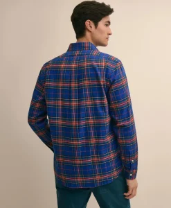 Portuguese Flannel Polo Button Down Collar, Black Watch Shirt
