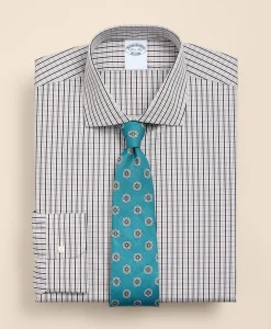 Pure Supima® Cotton Regular-Finish English Spread Collar, Check Dress Shirt