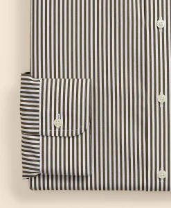 Pure Supima® Cotton Regular-Finish English Spread Collar, Stripe Dress Shirt