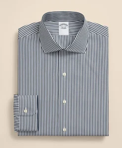 Pure Supima® Cotton Regular-Finish English Spread Collar, Stripe Dress Shirt