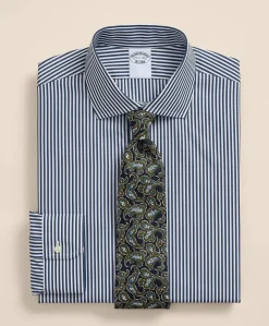 Pure Supima® Cotton Regular-Finish English Spread Collar, Stripe Dress Shirt