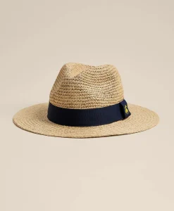 Raffia-Grosgrain Fedora Hat