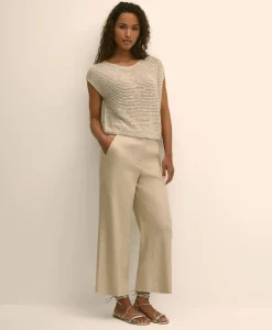 Relaxed Cotton Blend Short-Sleeve Shimmer Sweater