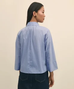 Relaxed Cotton Dobby Shirt With Wide Sleeves