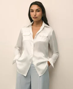 Relaxed Utility Blouse in Washable Silk