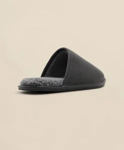 Shearling Lined Leather Slippers