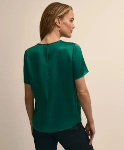 Short-Sleeve Top in Washable Silk Charmeuse