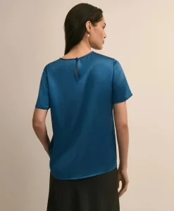Short-Sleeve Top in Washable Silk Charmeuse