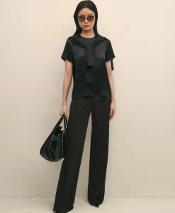 Short-Sleeve Top in Washable Silk Charmeuse