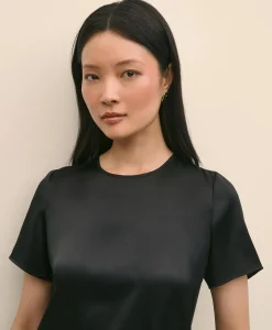 Short-Sleeve Top in Washable Silk Charmeuse