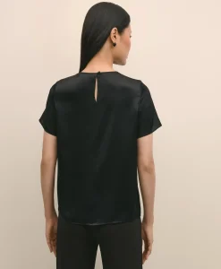 Short-Sleeve Top in Washable Silk Charmeuse