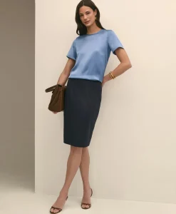Short-Sleeve Top in Washable Silk Charmeuse