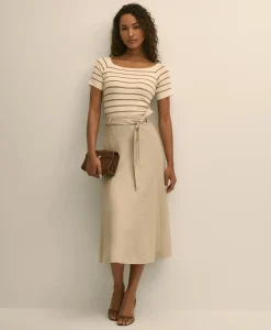 Silk Blend Ballet Neck Stripe Sweater