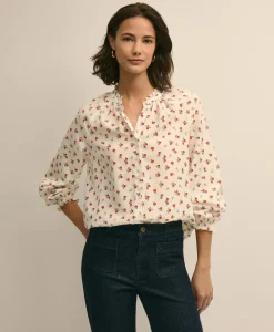 Silk-Cotton Floral Print Blouse