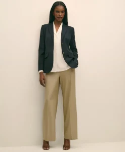Silk Crepe Notch-Collar Blouse