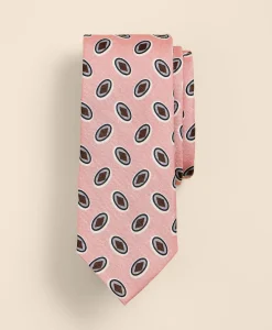 Silk-Linen Geometric Oval Tie