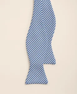 Silk Seersucker Stripe Bow Tie