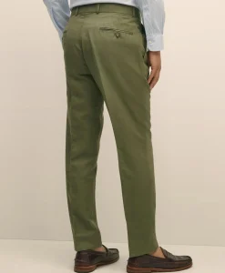 Slim Fit Fine Twill Washed Linen-Cotton Single-Pleat Suit Pants