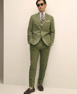 Slim Fit Fine Twill Washed Linen-Cotton Single-Pleat Suit Pants