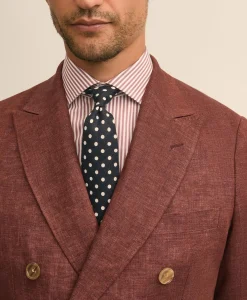 Slim Fit Linen Double-Breasted Suit Jacket