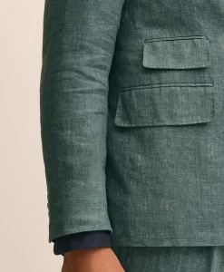 Slim Fit Linen Double-Breasted Suit Jacket