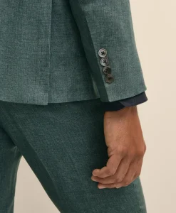 Slim Fit Linen Double-Breasted Suit Jacket