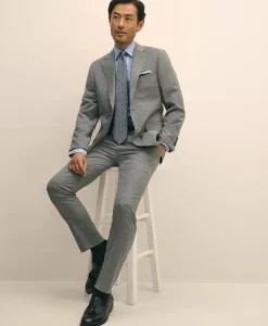 Slim Fit Wool Mini Houndstooth 1818 Suit