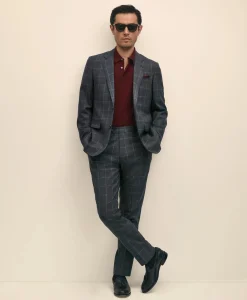 Slim Fit Wool Windowpane 1818 Suit